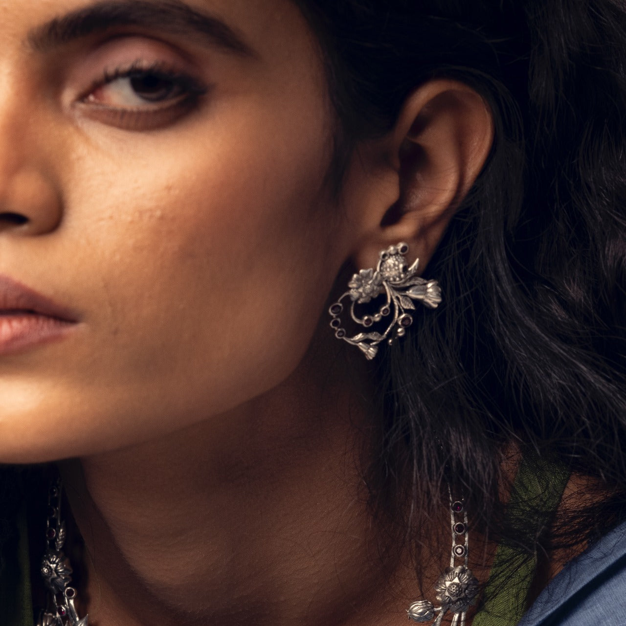 william morris blossom silver circle earrings by moha