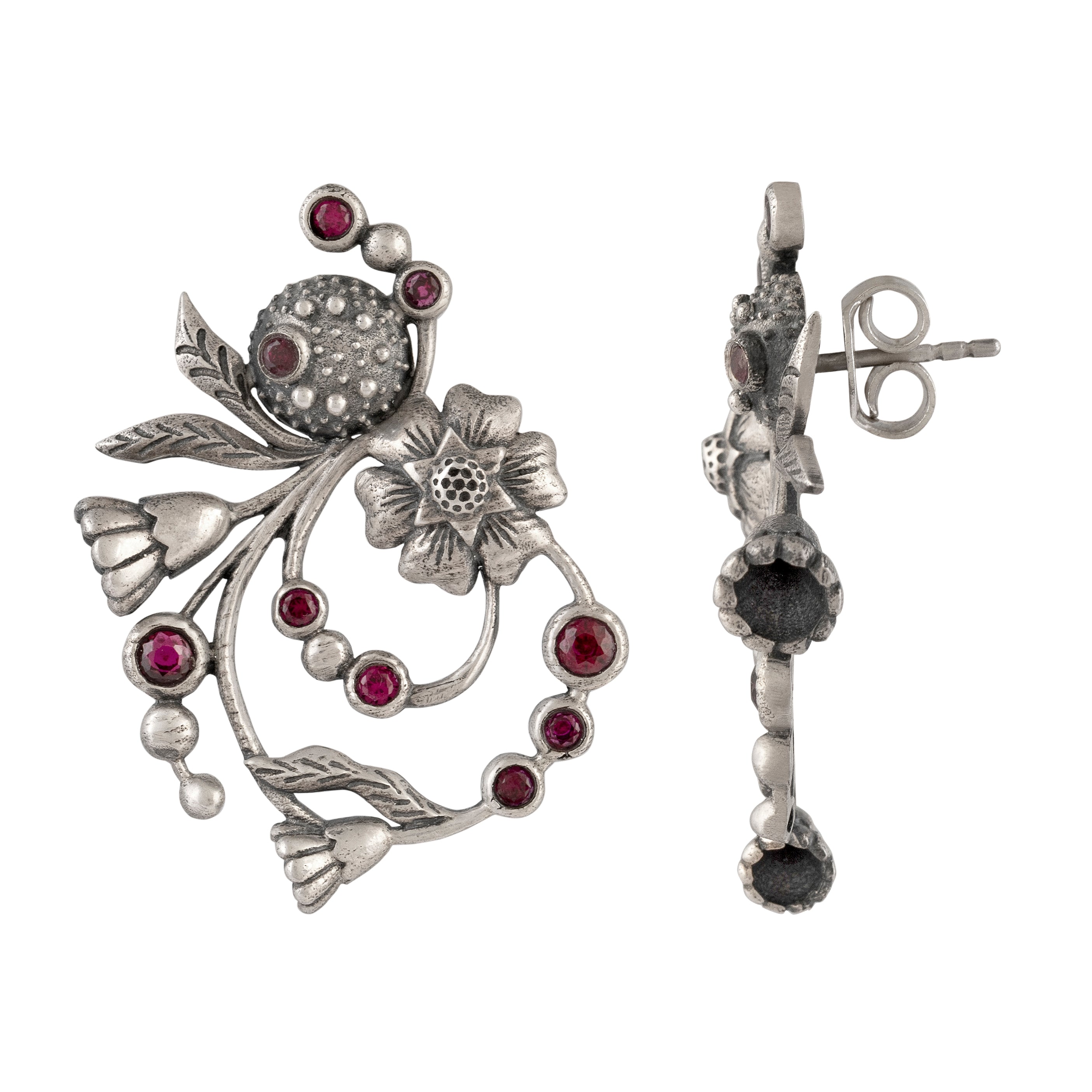 william morris blossom silver circle earrings by moha