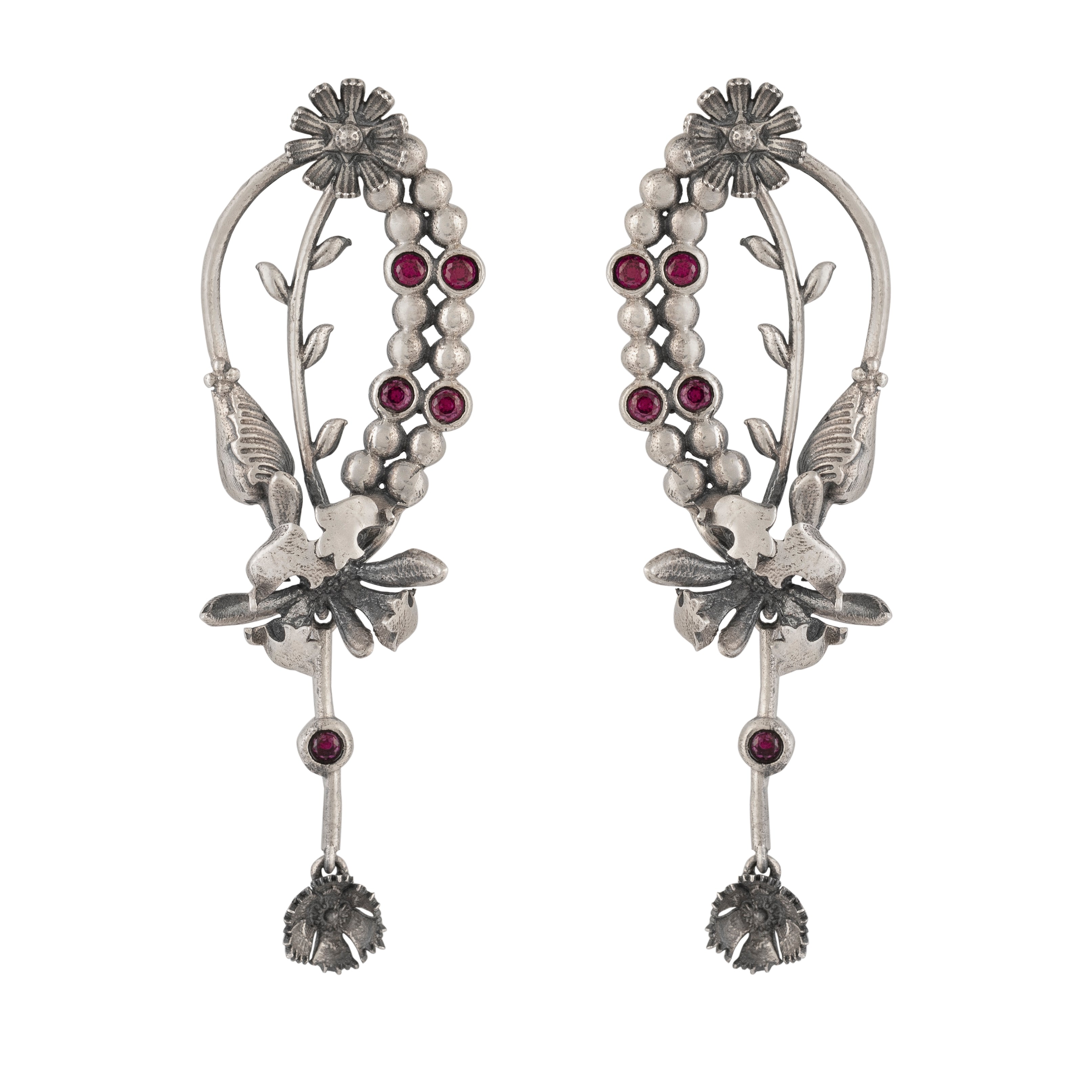 william morris buds silver dangling earrings by moha
