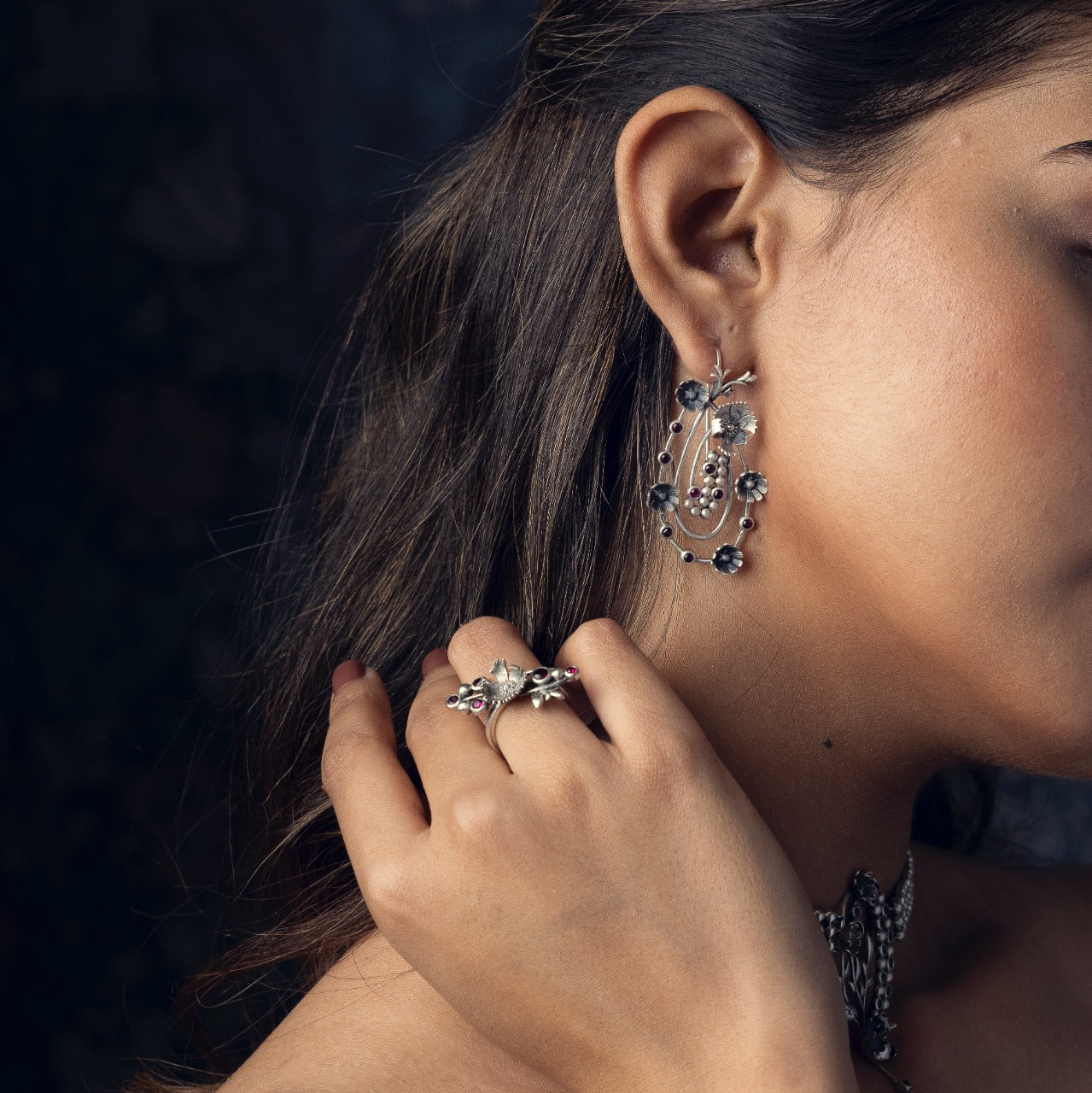 william morris compton garland silver earrings by moha