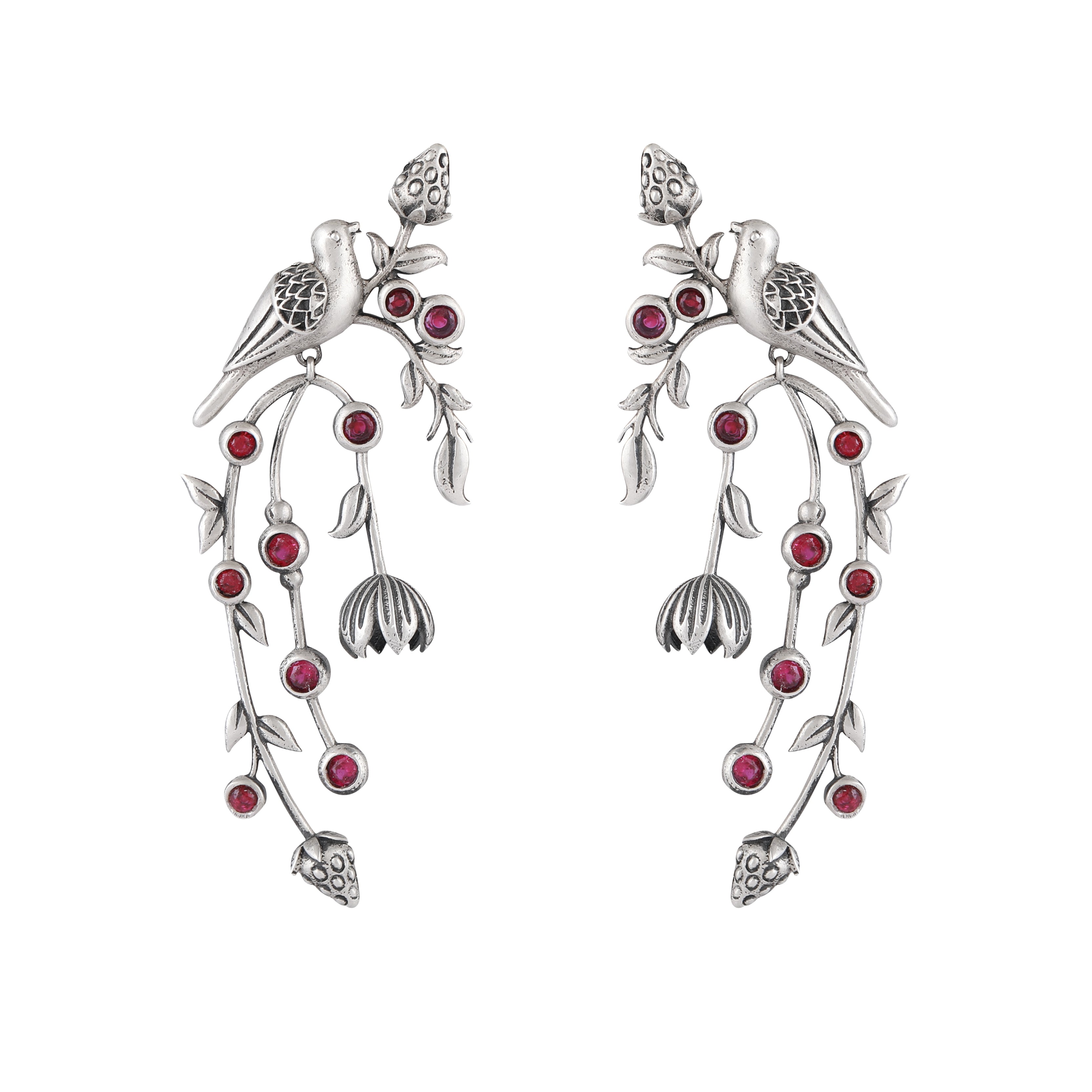 william morris strawberry thief dangling pods silver earrings by moha