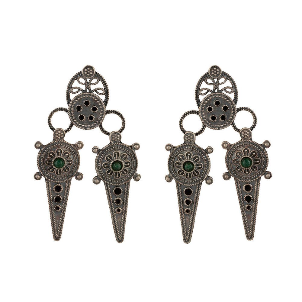 ahir silver earrings with black meenakari by moha