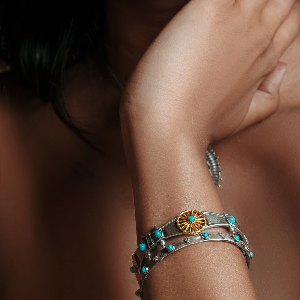 chakra valaya silver bangle by moha