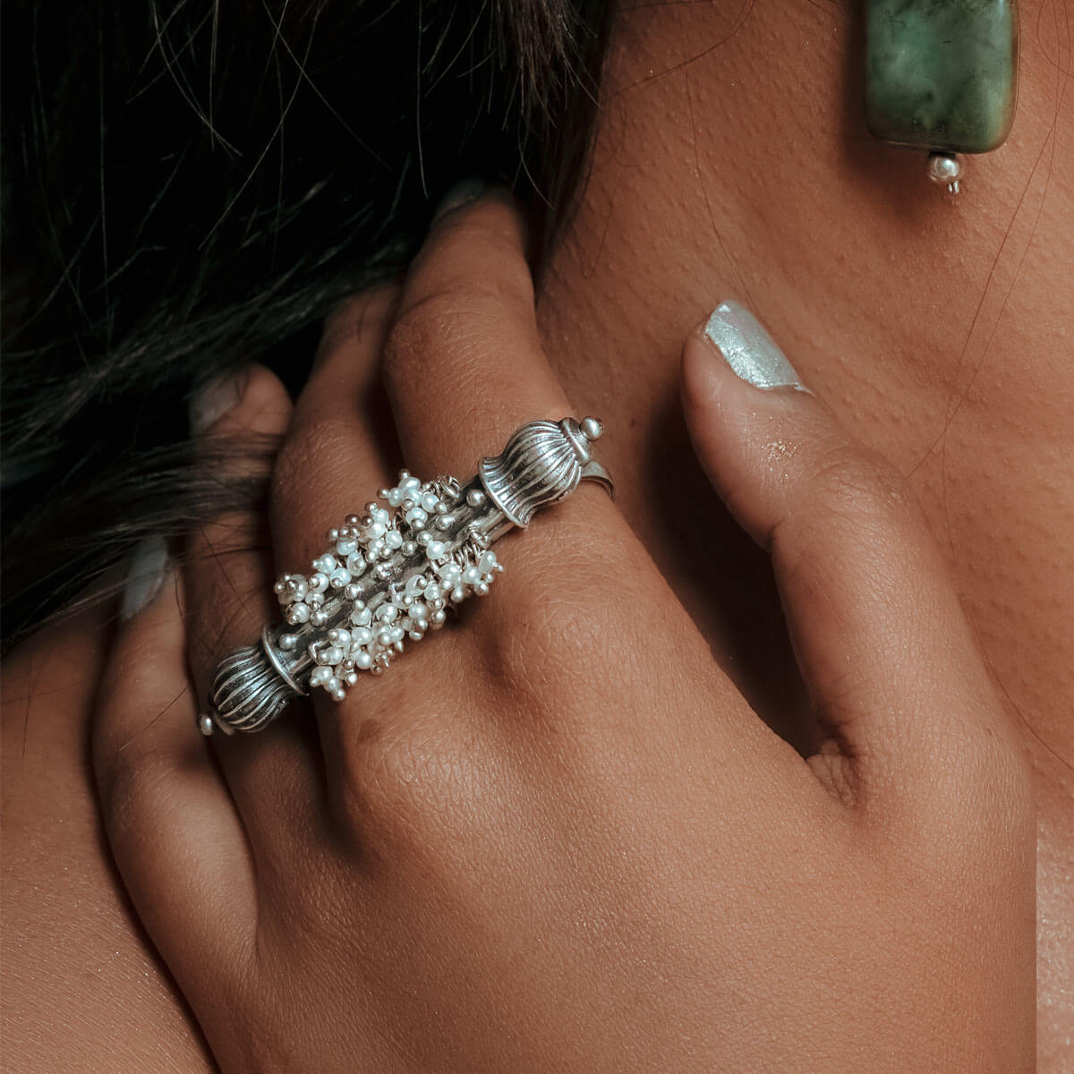 ghantakar silver finger ring by moha