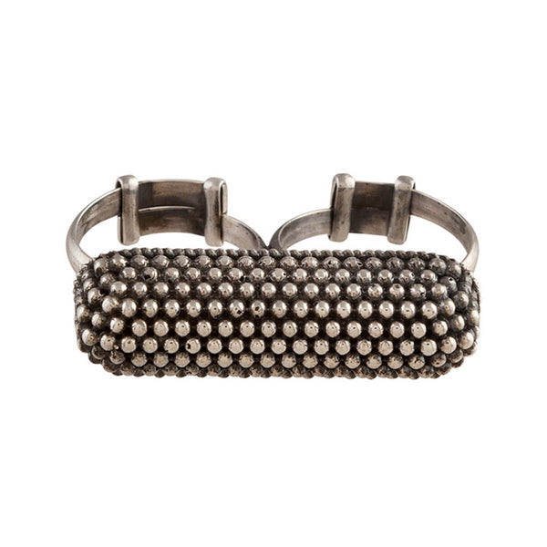 Granules In Joint Silver Finger Ring