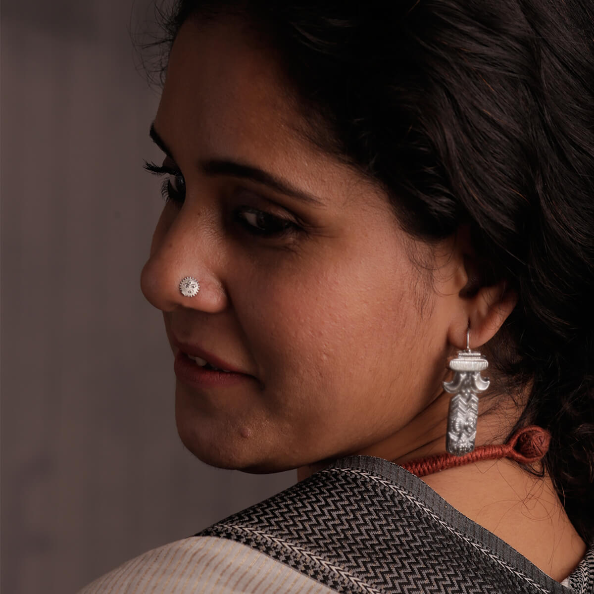 Buy Powerful Goddess Silver Nose Pin Pierced by MOHA Online by MOHA