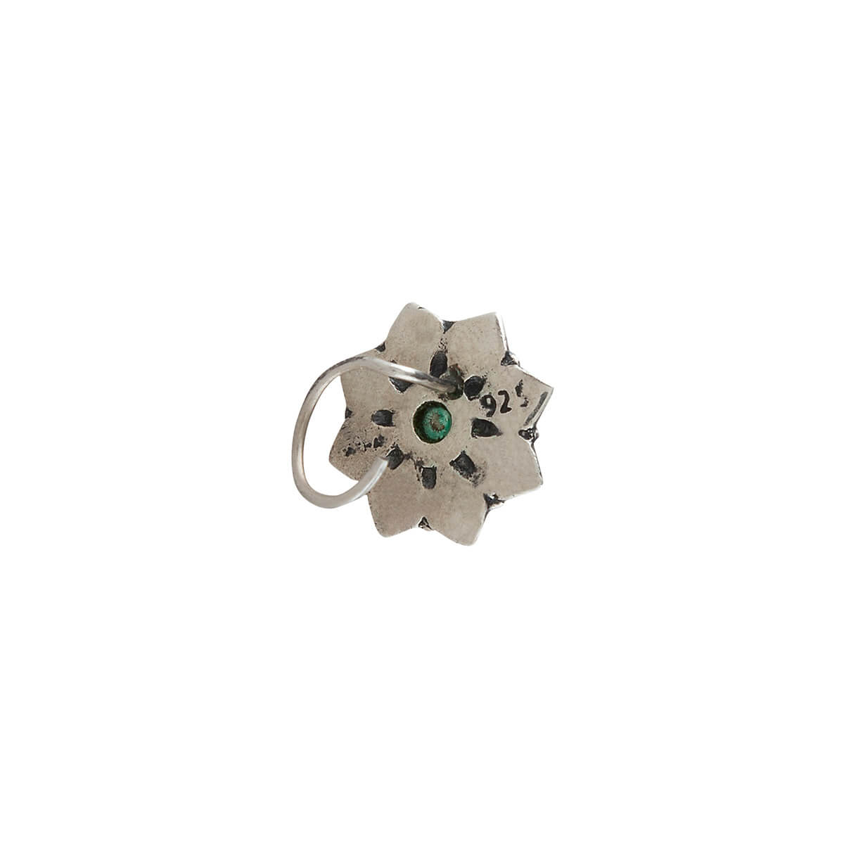 lotus silver nose pin pierced lapiz stone
