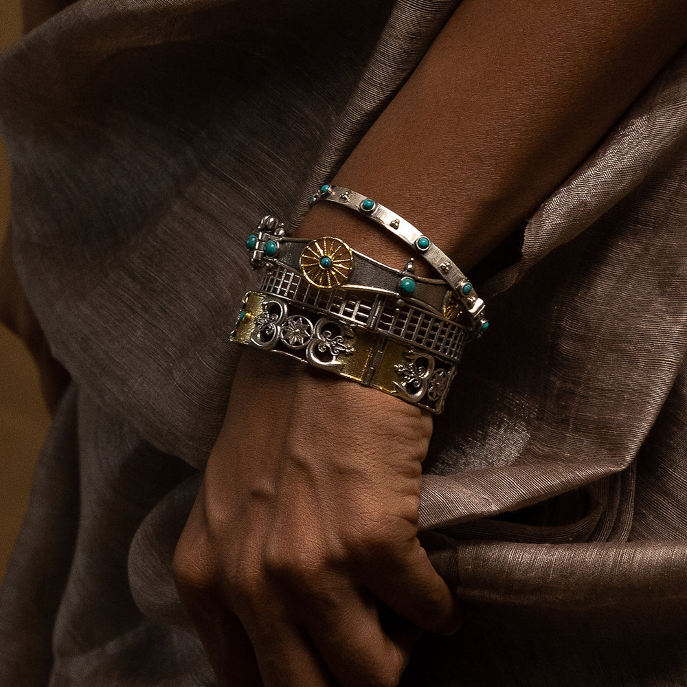 sanchi silver bangles set by moha