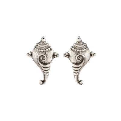 Shankha Silver Stud Earrings by MOHA