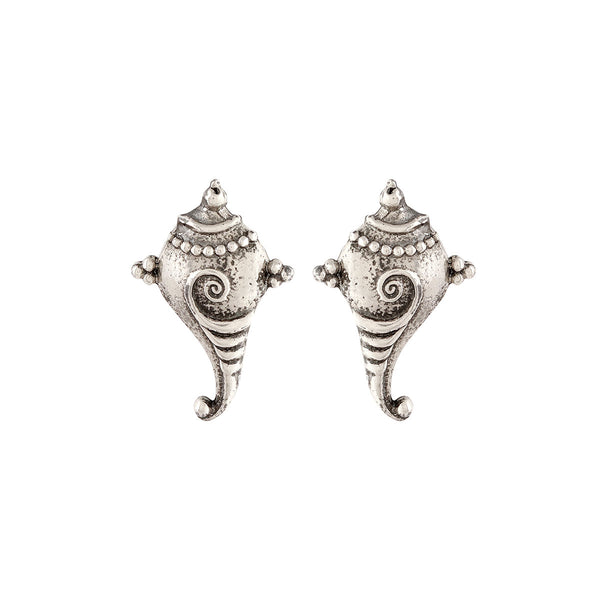 Shankha Silver Stud Earrings by MOHA