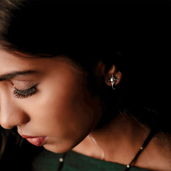 Shankha Silver Stud Earrings by MOHA