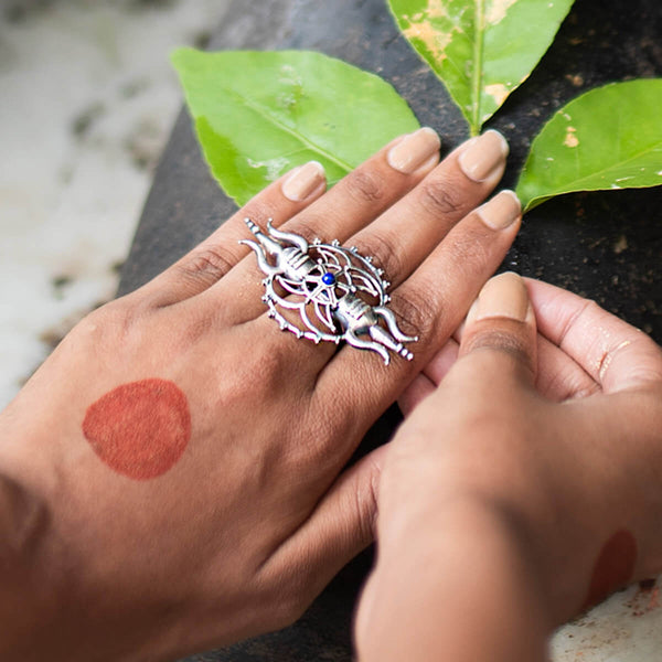 Shivapriya Silver Finger Ring by MOHA