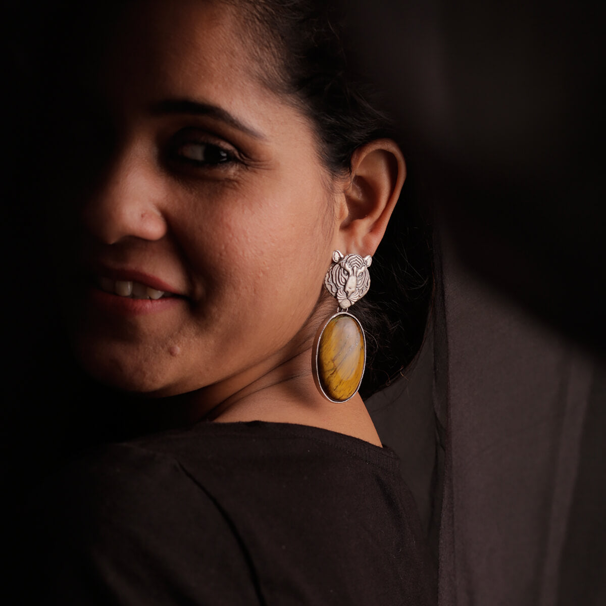 tigers eye silver earrings by moha
