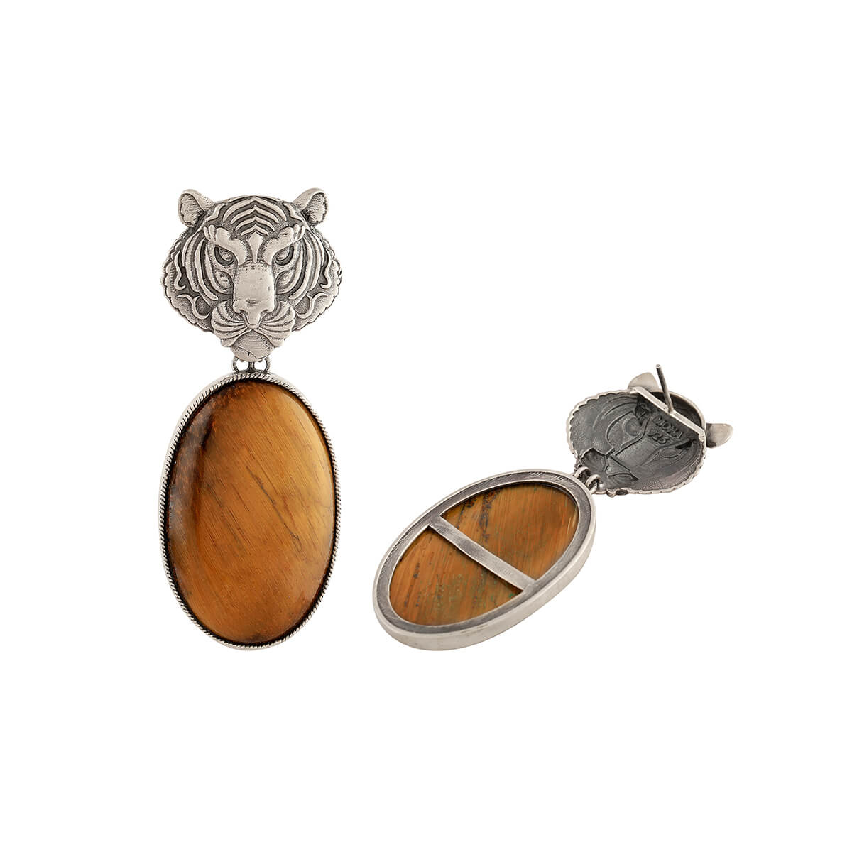 tigers eye silver earrings by moha