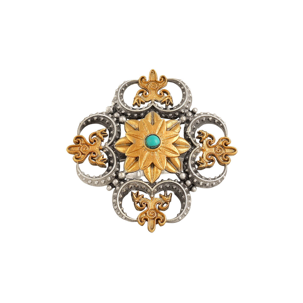 triratna mandala silver finger ring