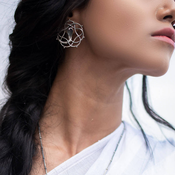 Vasuki Silver Stud Earrings by MOHA
