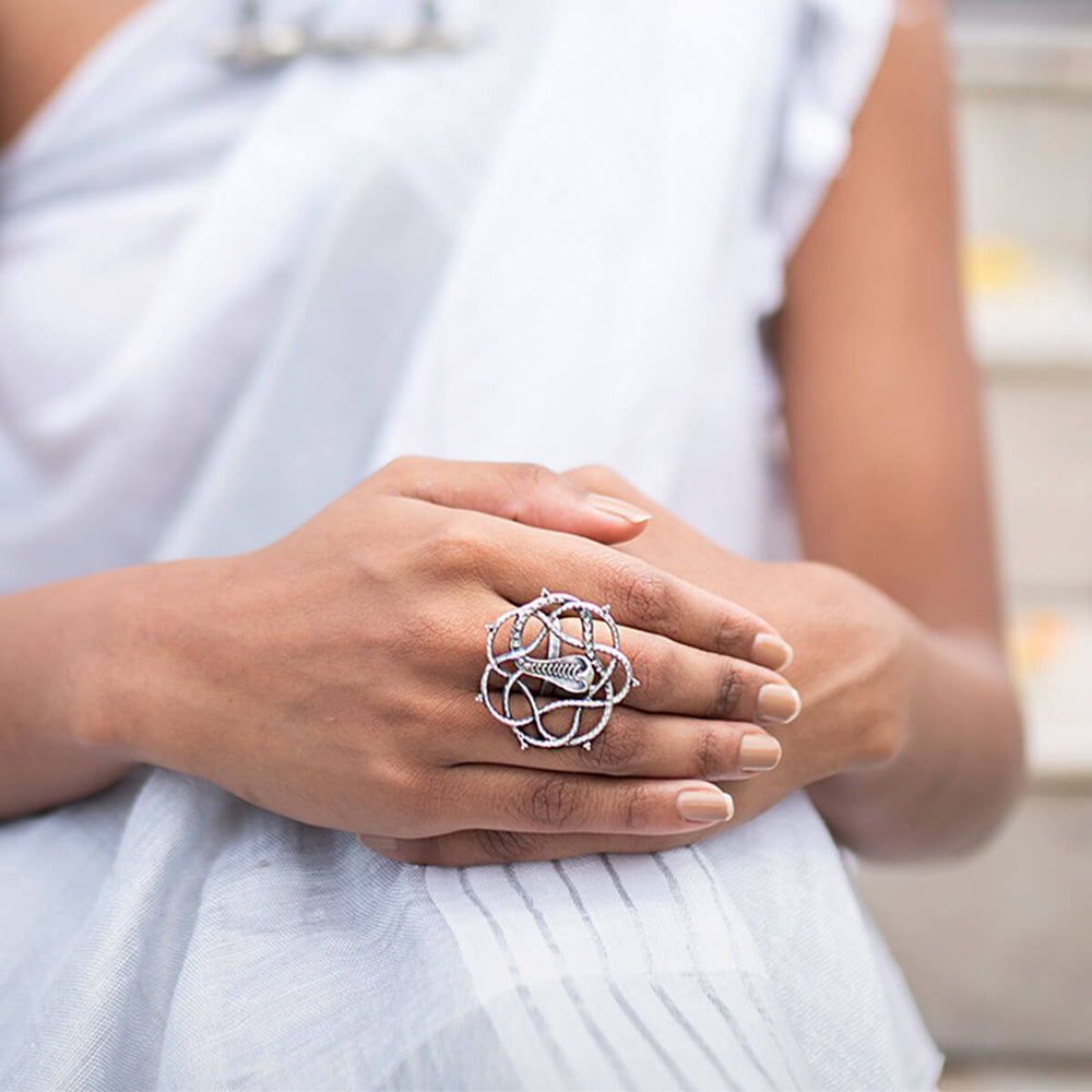 vasuki silver finger ring by moha
