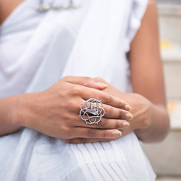 Vasuki Silver Finger Ring by MOHA