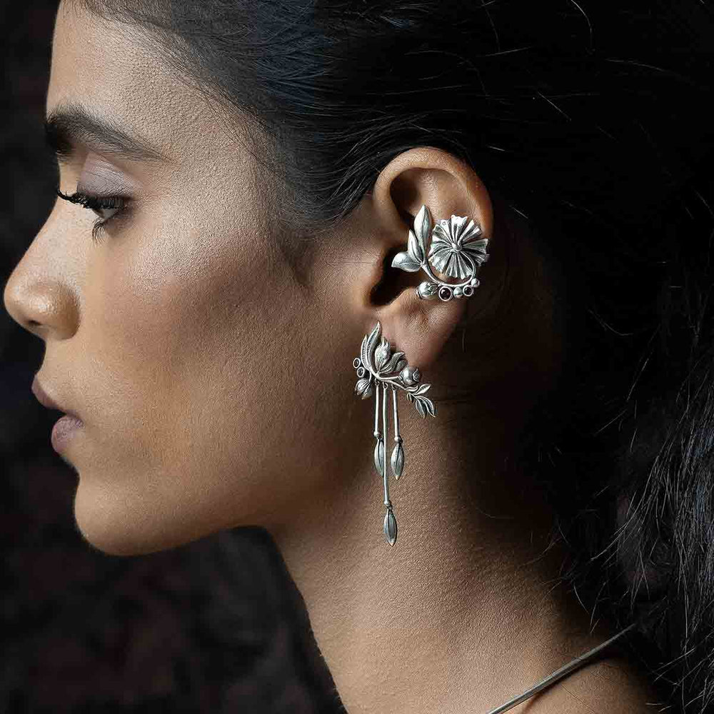 william morris 3 stems lilly silver earrings by moha