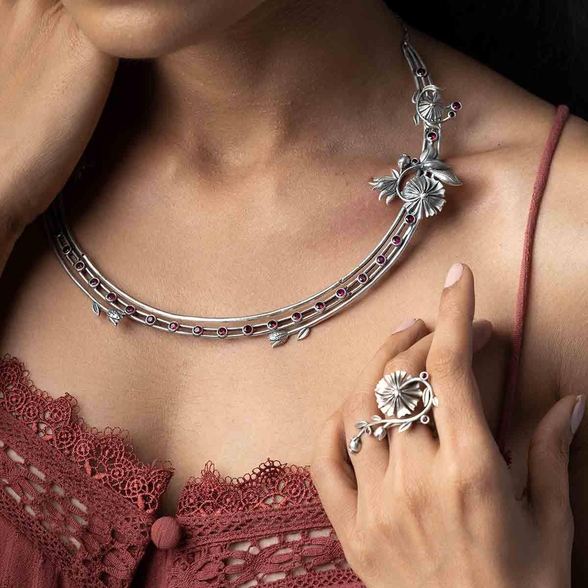 william morris creeper lilly silver finger ring by moha