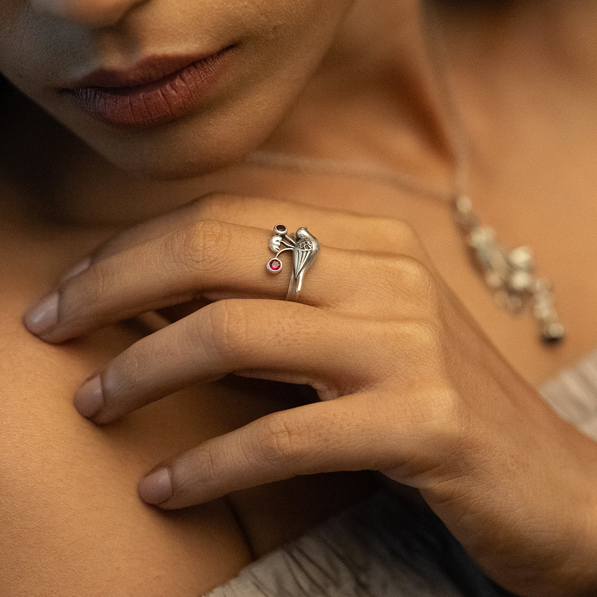 william morris strawberry thief crown silver finger ring by moha